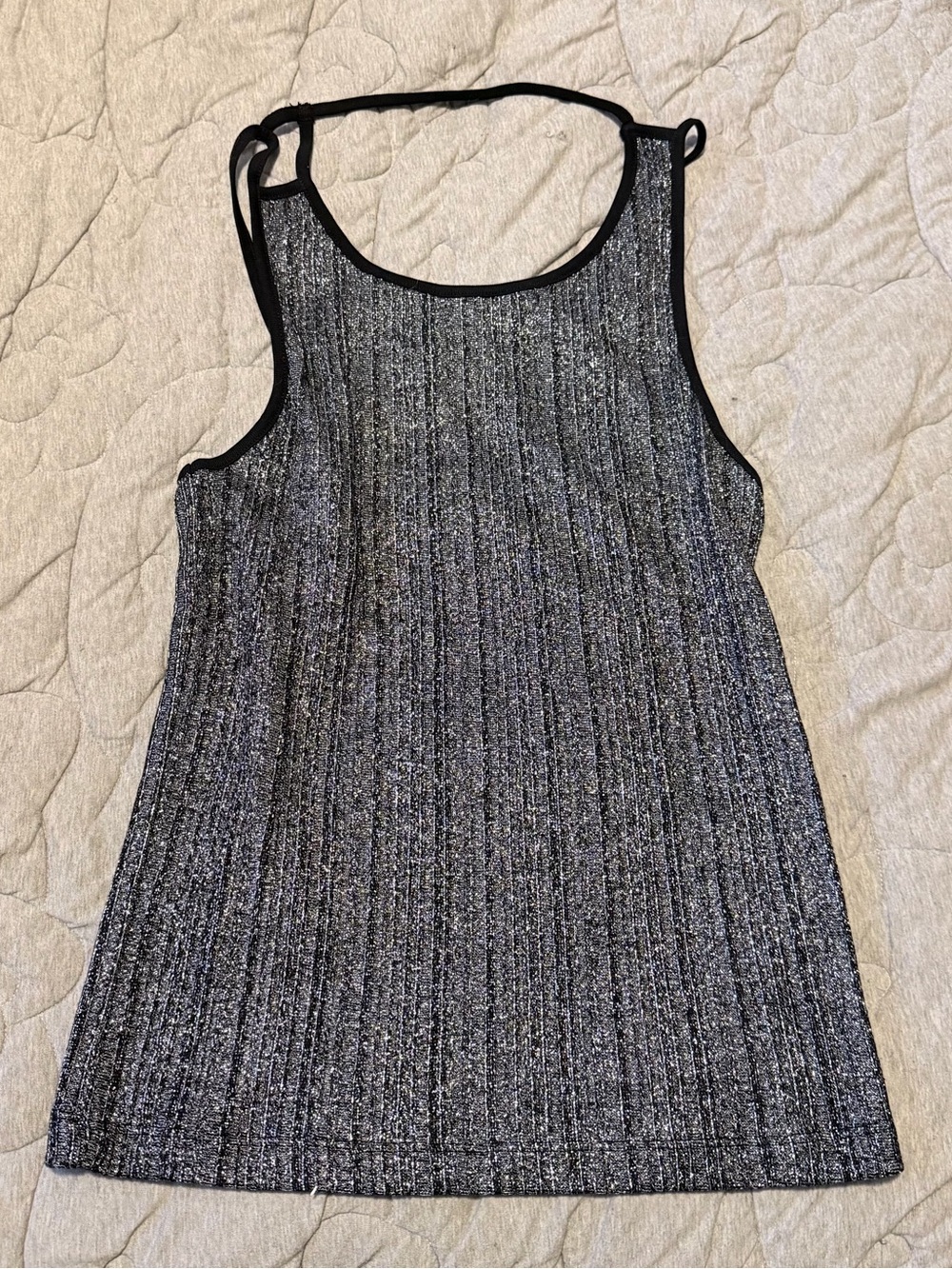 ASOS Silver-Black Metallic Ribbed Tank Top